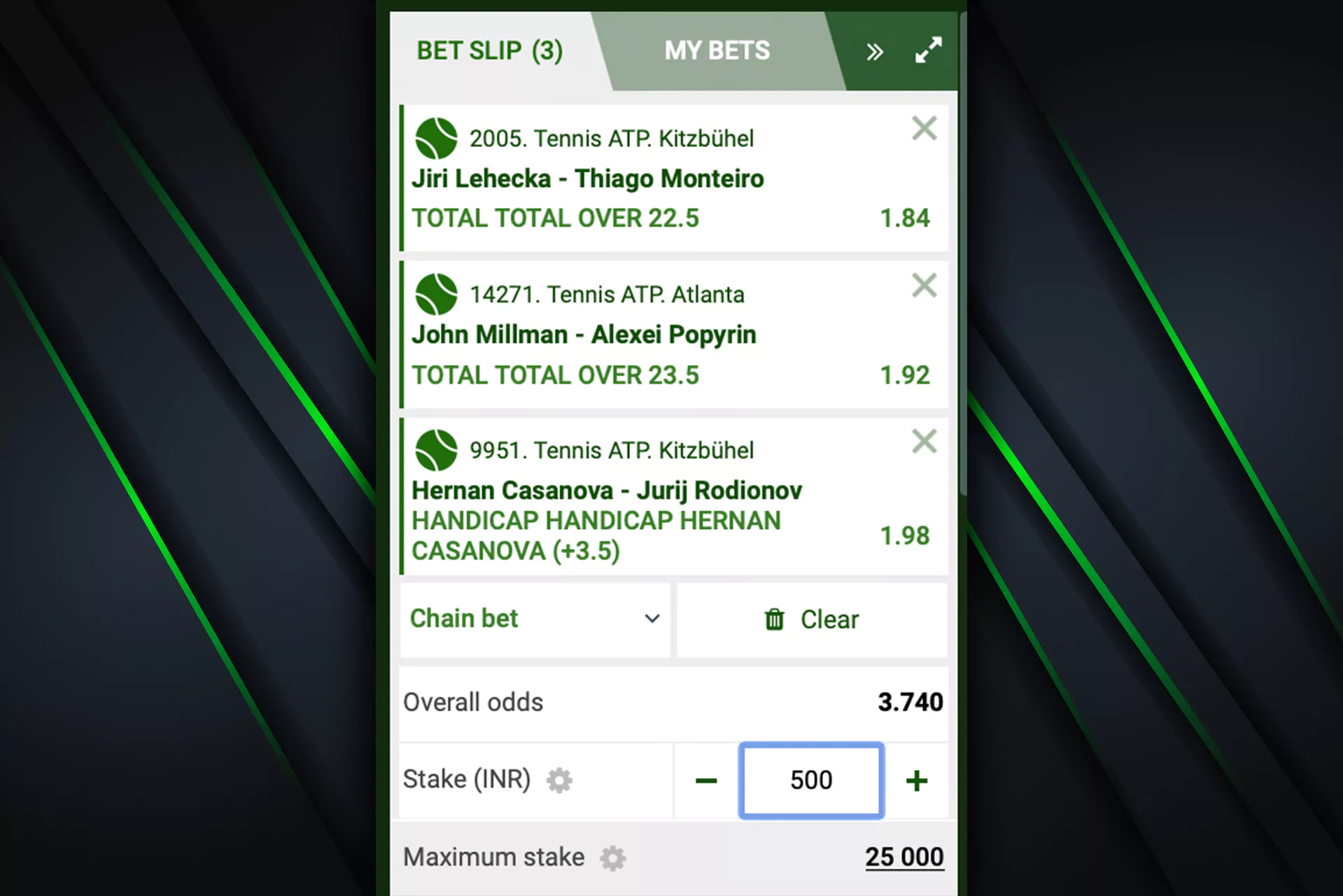 Win just one bet to get money for other bets in this type.