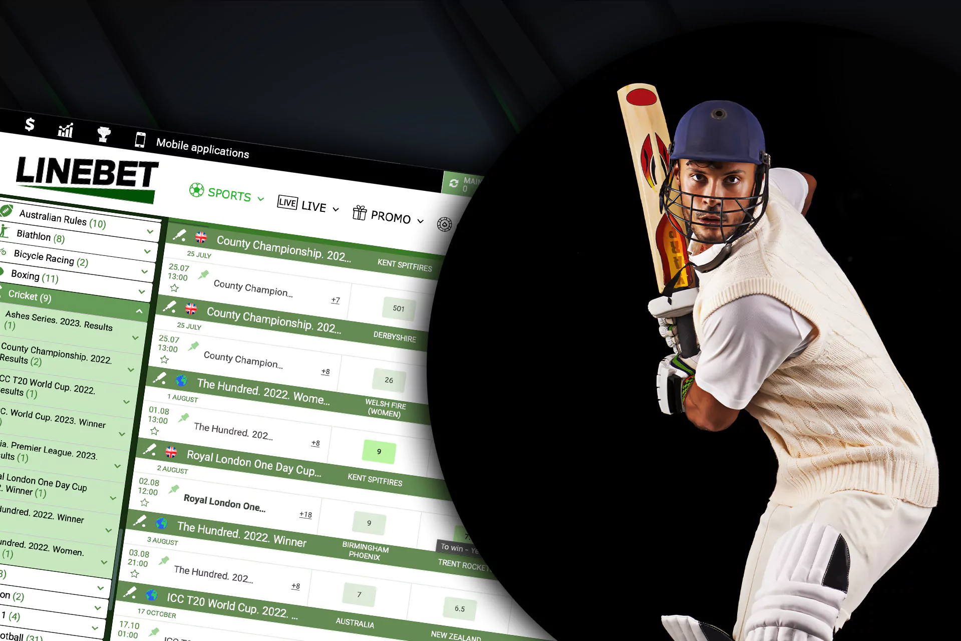 There is a wide range of cricket markets at Linebet website or app.