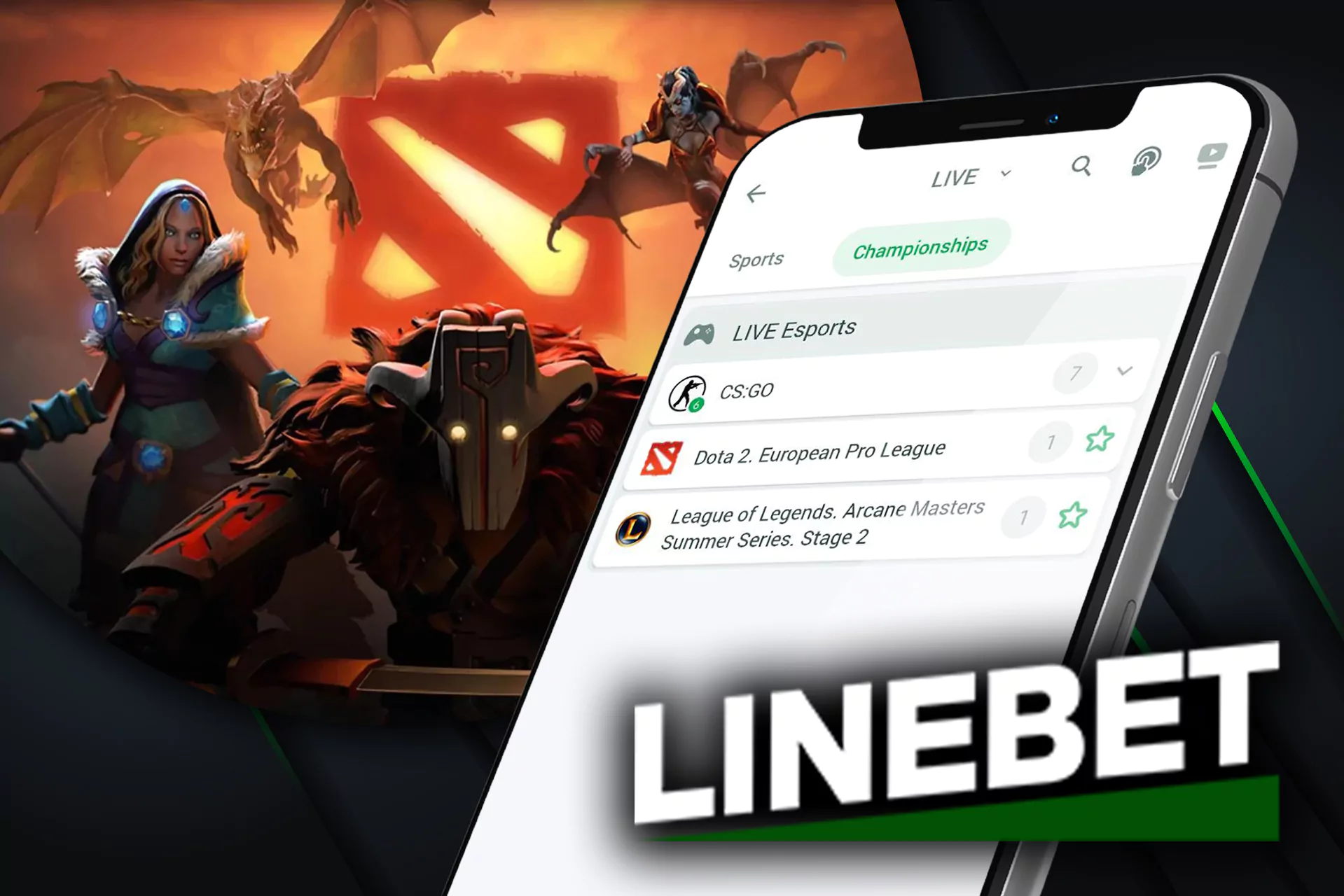 The Linebet app allows placing bets on esports as well.