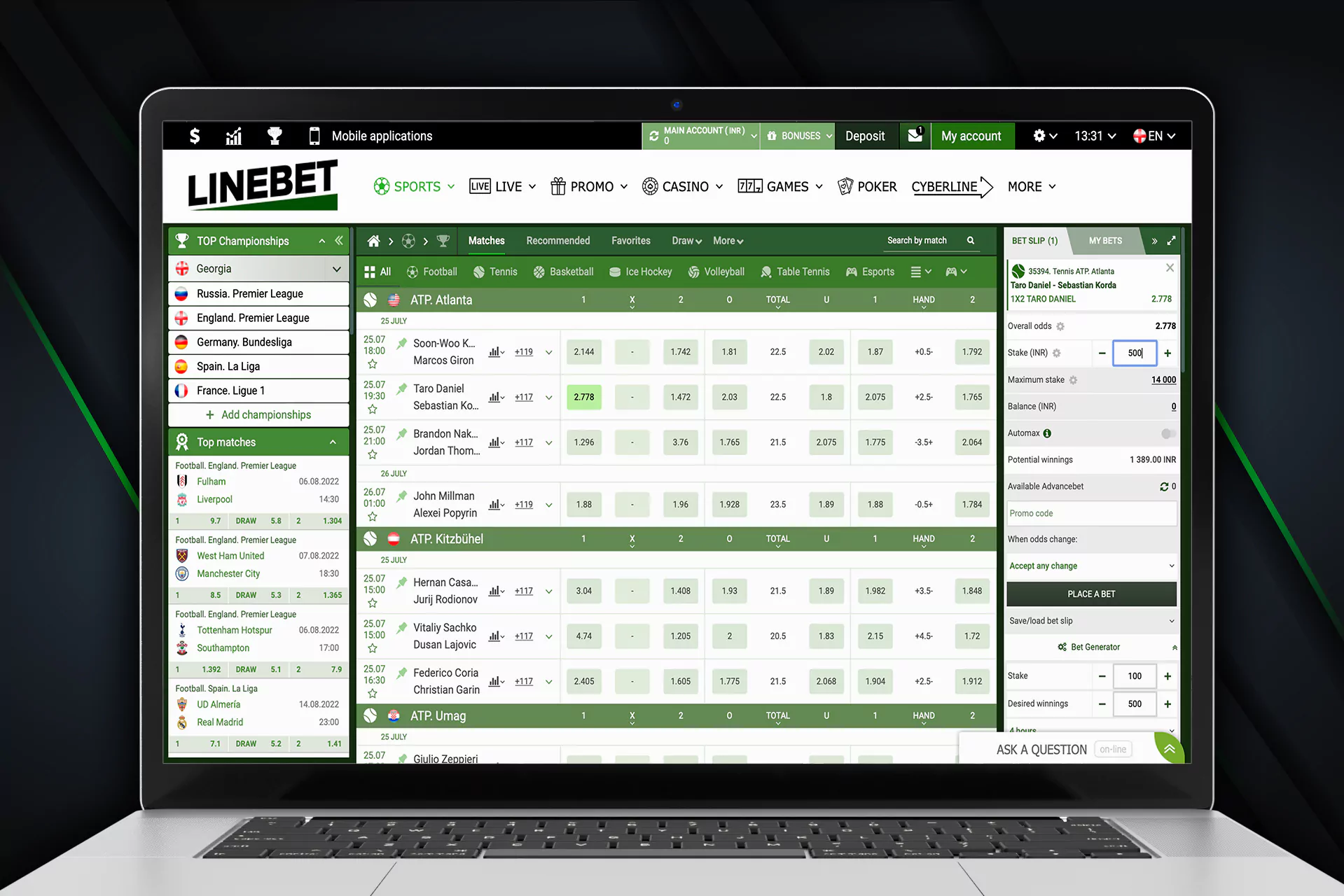 SIgn up for Linebet, pick the event and place a bet on your favorite team or player.