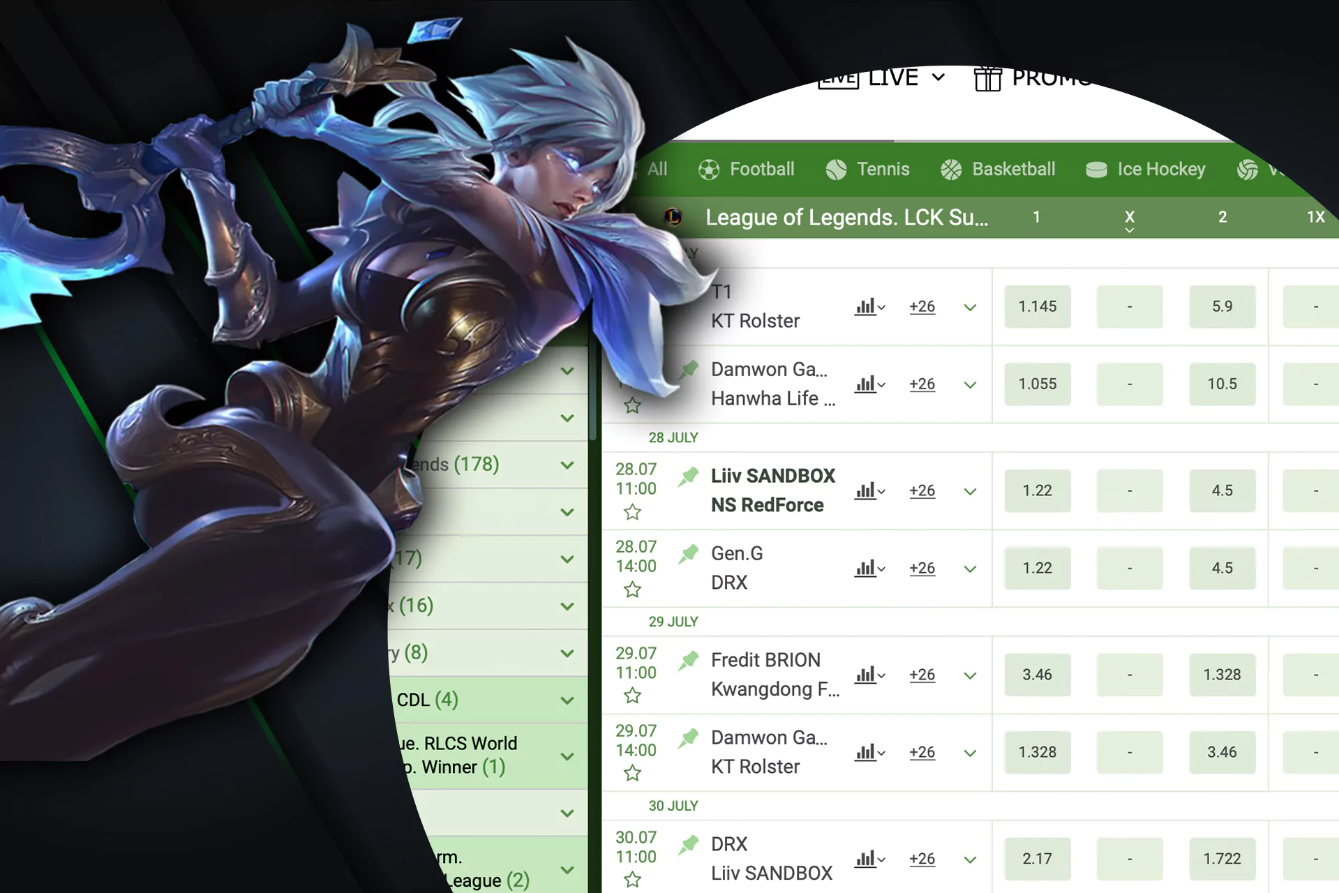 Place bet on the LOL matches at Linebet.