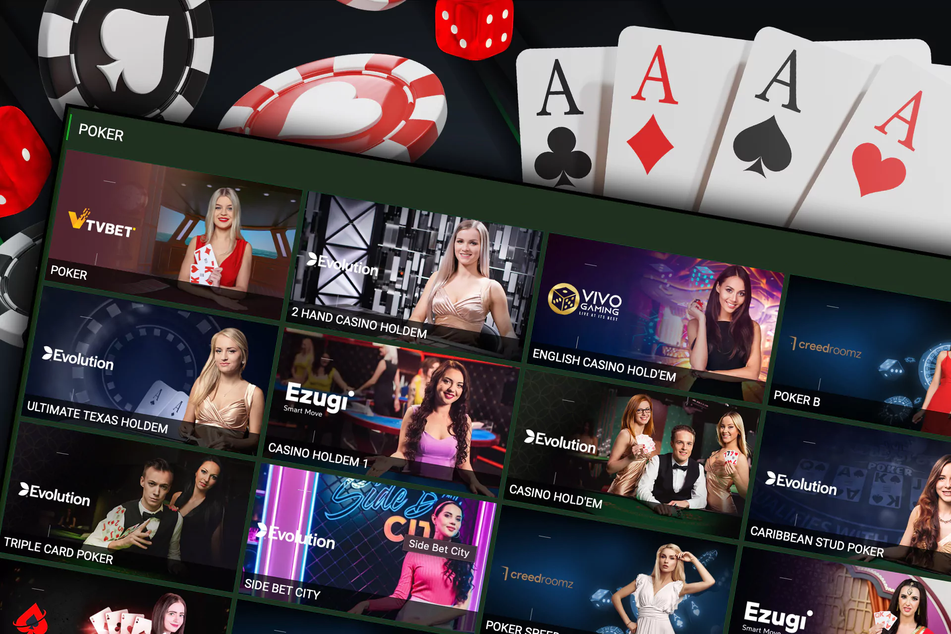 Play card games such as poker in the Linebet casino.