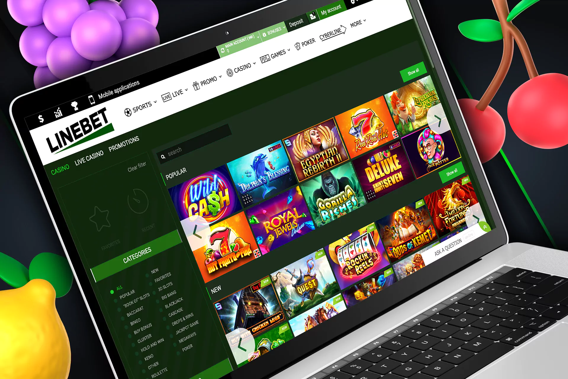 There is a wide range of well-known slots in the Linebet casino.