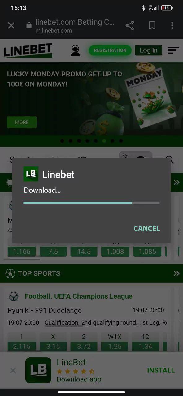 Download the Linebet apk file.
