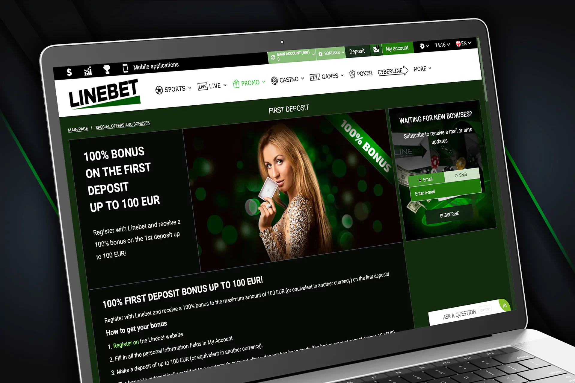 Top up your Linebet account and get up to 10,000.