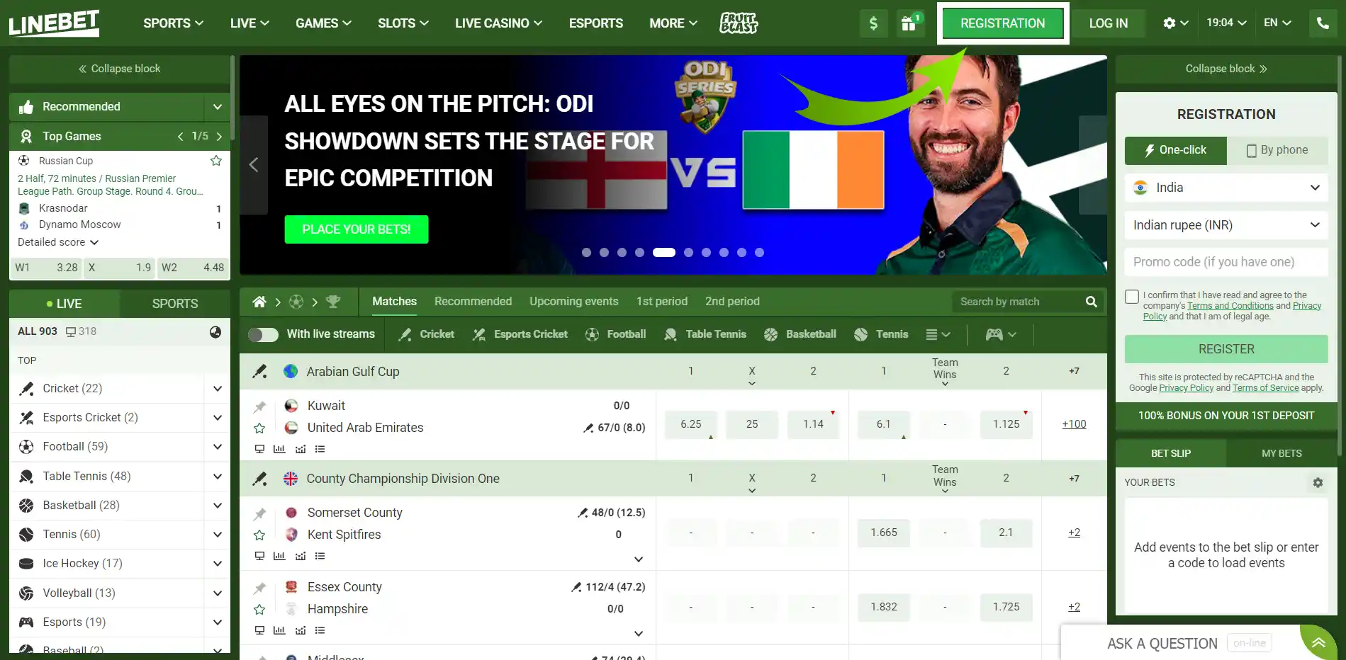 Choose the registration method on Linebet website and create an account.