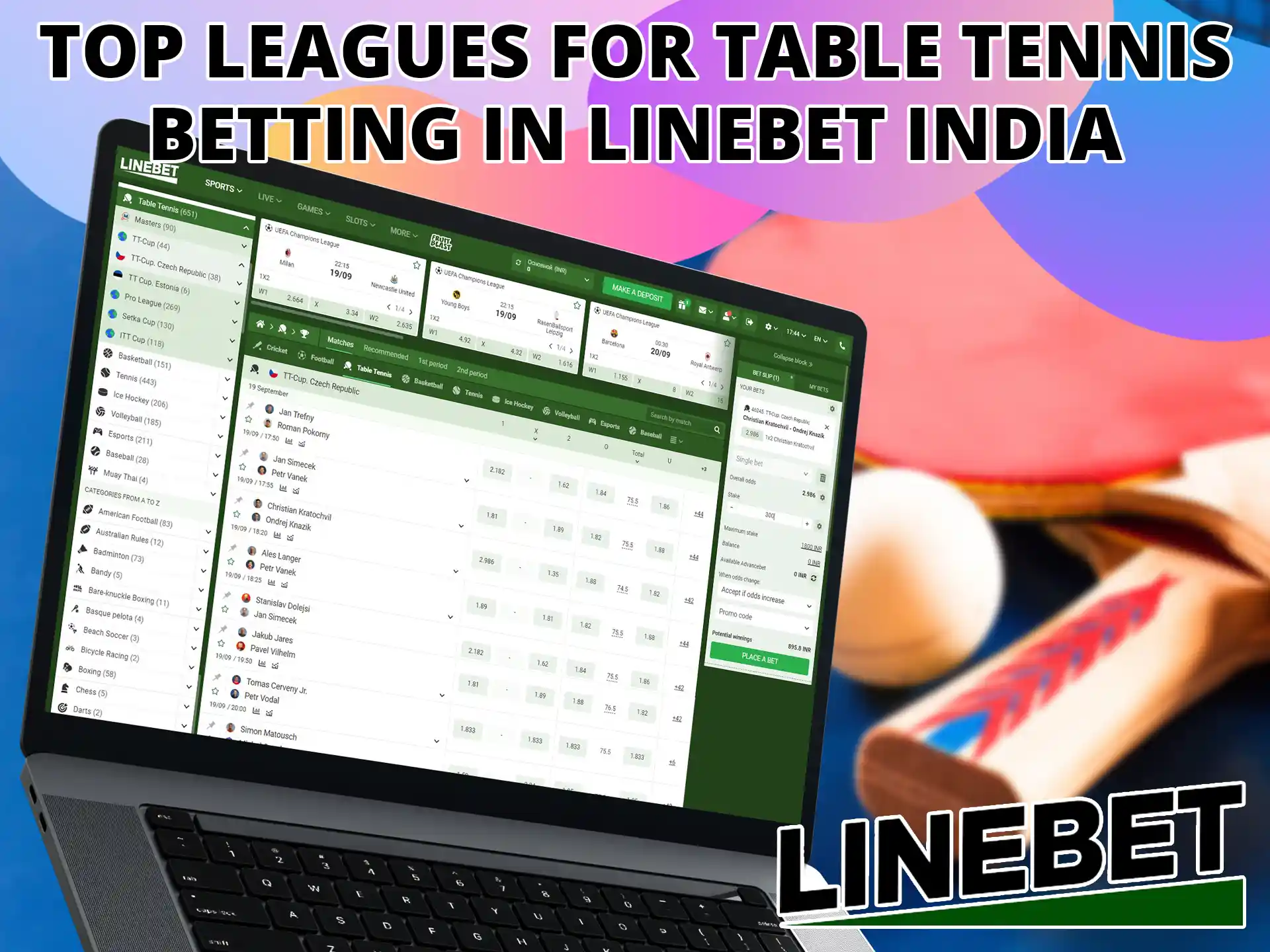 Bet on various table tennis events with competitive odds.