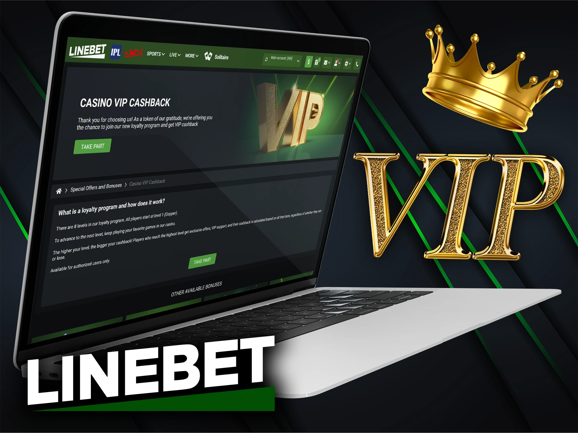 Reach the highest VIP level at Linebet and enjoy the benefits.